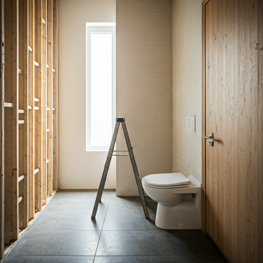 Processus de rénovation complète de salle de bain en cours