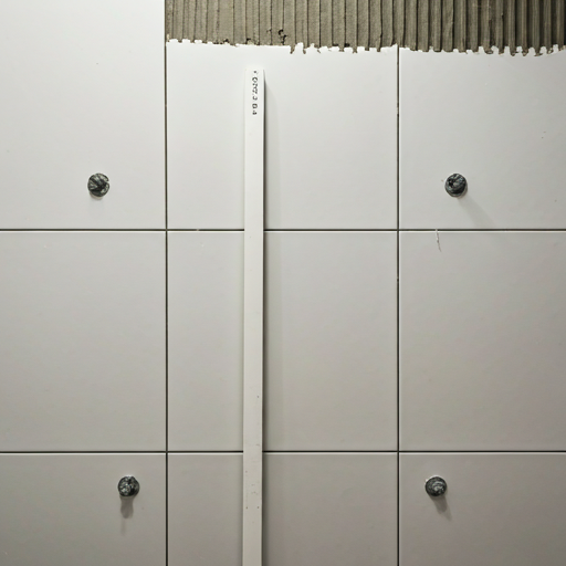 Pose professionnelle de carrelage sur un mur de salle de bain